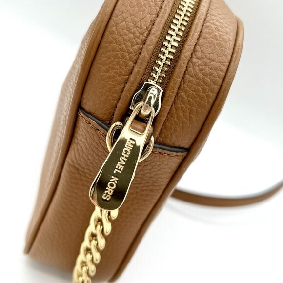 Fulton Cross-Body Bag Michael Kors Acorn Brown Pebbled Leather Large East West - Picture 6 of 16